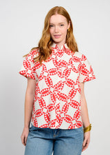 Tucked Swing Shirt in Red