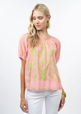 Stripe Embroidered Top in Pink view 2