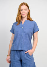 Popover Stripe Top in Blue view 2