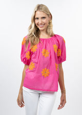 Daisy Applique Top in Pink