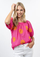 Daisy Applique Top in Pink view 2