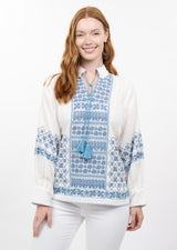 Gauze Cross Stitch Top in White