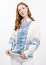 Gauze Cross Stitch Top in White view 3