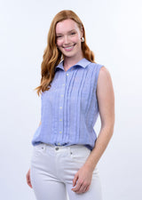 Tucked Pattern Shirt in Blue view 2