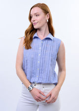 Tucked Pattern Shirt in Blue view 3