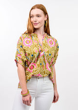 Ikat Popover Top in Ochre view 2