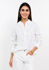 Linen Lemon Shirt in White view 2