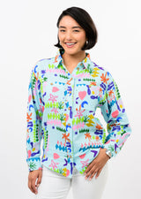 Long Sleeve Camp Shirt in Blue view 2