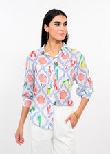 Long Sleeve Camp Shirt in White view 2