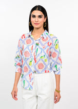 Long Sleeve Camp Shirt in White view 3