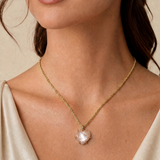 Joy Dravecky Lover Heart Charm Necklace in Pink Shell