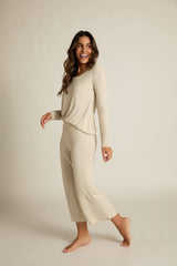 Faceplant Dreams - Wide-leg Capri Pant: Earl Grey / Large