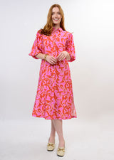 Pouf Sleeve Midi Dress in Pink view 3