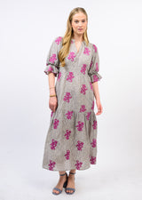 Floral Ditsy Embroidered Maxi Dress in Grey view 2