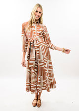Graphic Midi Shirt Dress in Caramel view 2
