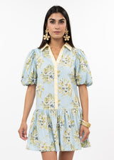 Banded Front Dress in Blue