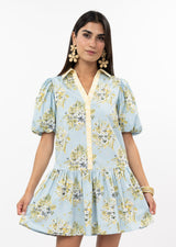 Banded Front Dress in Blue view 3