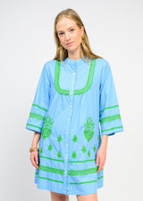 Medallion Embroidered Dress in Blue