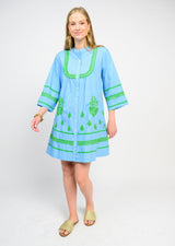 Medallion Embroidered Dress in Blue view 2