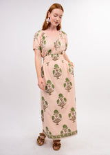 Seersucker Midi Dress in Blush view 3