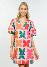 Butterflies Shift Dress in Pink