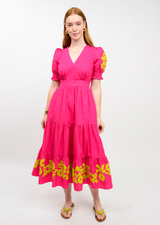 Bolden Border Dress in Hot Pink