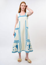 Embroidered Gauze Sundress in Ivory view 2