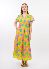Daisy Border Dress in Citron view 3