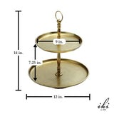 India Handicrafts Inc - Gold Textured 2-tier Stand
