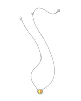 Softball Silver Short Pendant Necklace in Chartreuse view 2