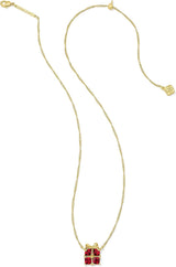 Present Gold Short Pendant Necklace in Red Crystal view 2