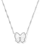 Haley Bow Silver Short Pendant Necklace in Ivory