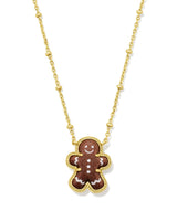 Gingerbread Gold Short Pendant Necklace in Brown