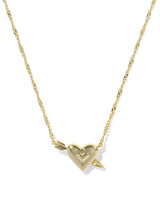 Ari Heart Arrow Gold Short Pendant Necklace in Pink view 2