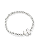 Haley Bow Silver Stretch Bracelet in Ivory