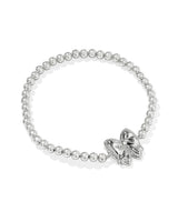 Haley Bow Silver Stretch Bracelet in Ivory view 2