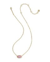 Elisa Luxe Gold Short Pendant Necklace in Light Pink CZ view 2