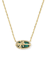 Elisa Bow Gold Short Pendant Necklace in Pine Illusion