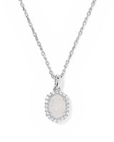 Daphne Silver Crystal Frame Short Pendant Necklace in Iridescent