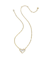 Ari Heart Statement Gold Short Pendant Necklace in Ivory view 3