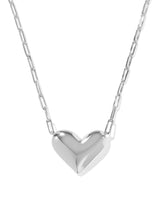 Ari Heart Statement Silver Short Pendant Necklace in Ivory view 2