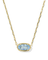 Elisa Luxe Gold Short Pendant Necklace in Light Blue CZ