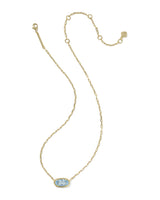 Elisa Luxe Gold Short Pendant Necklace in Light Blue CZ view 2