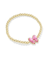 Haley Bow Gold Stretch Bracelet in Rose Mother-of-Pearl