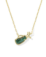 Golf Gold Short Pendant Necklace in Green Malachite