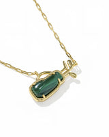 Golf Gold Short Pendant Necklace in Green Malachite view 4
