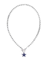 Cassidy Silver Enamel Link and Chain Necklace in Navy view 2