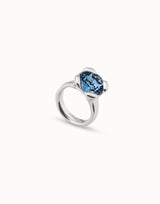 Uno De 50 - Sterling Silver-plated Ring with Blue Crystal