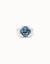 Uno De 50 - Sterling Silver-plated Ring with Blue Crystal