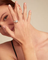 Uno De 50 - Sterling Silver-plated Ring with White Cubic